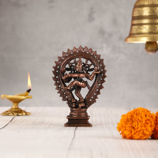 Pure Copper Nataraja idol Vigaraha - 4.5" - Sama Homes Idol - Brass Sculpture