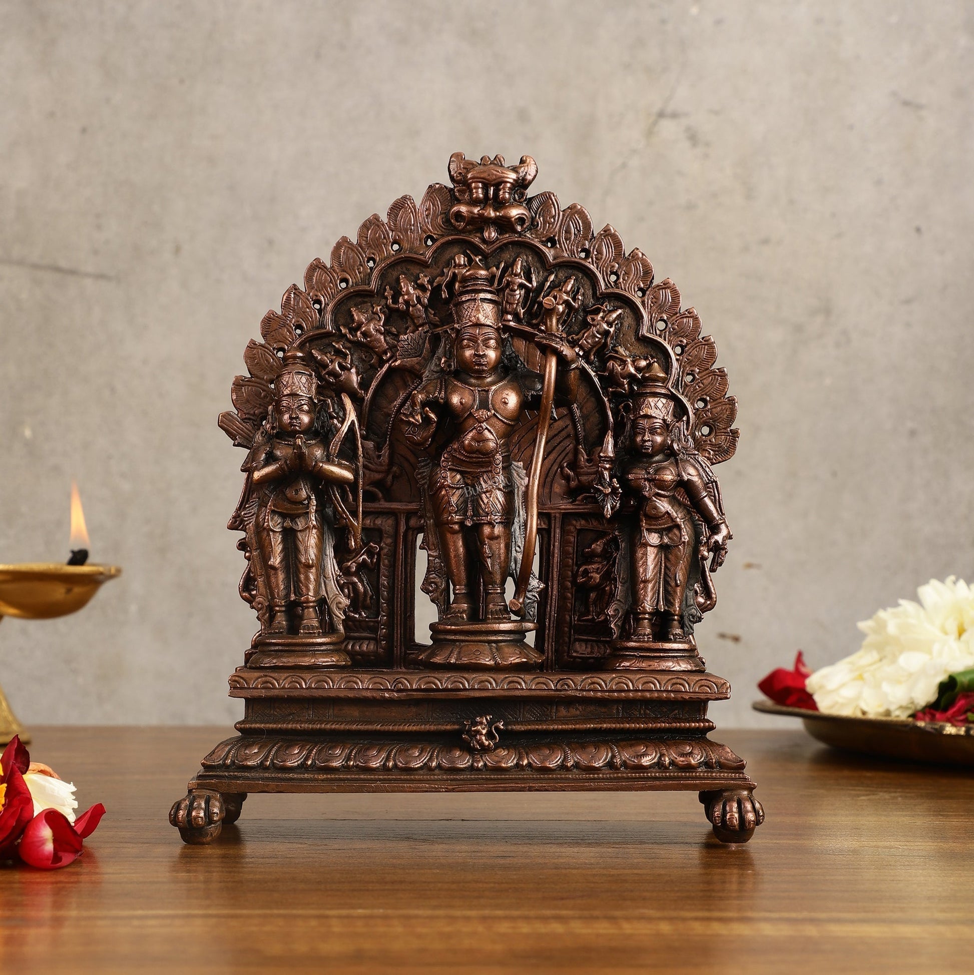 Pure Copper Ram Darbar Idol - 7 in Height - Sama Homes Idol - Brass Sculpture - Eco-friendly - Sama Homes
