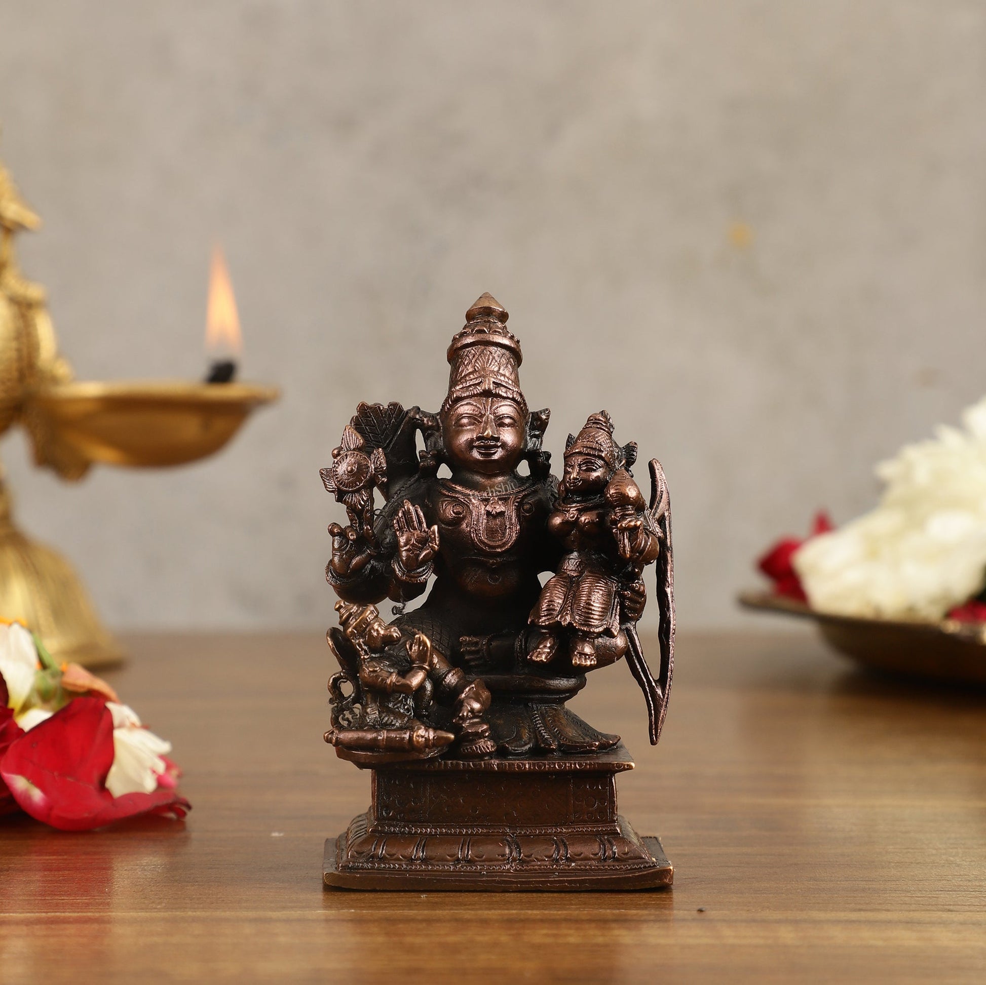 Pure Copper Ramar Sita Hanuman Idol - 3.5 in Height - Sama Homes Idol - Brass Sculpture - Eco-friendly - Sama Homes