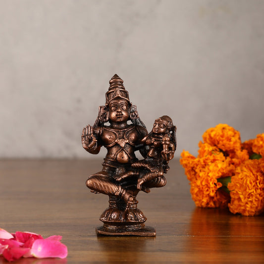 Pure Copper Relaxed Sita Ram Idol - 4 Inches - Sama Homes Idol - Brass Sculpture