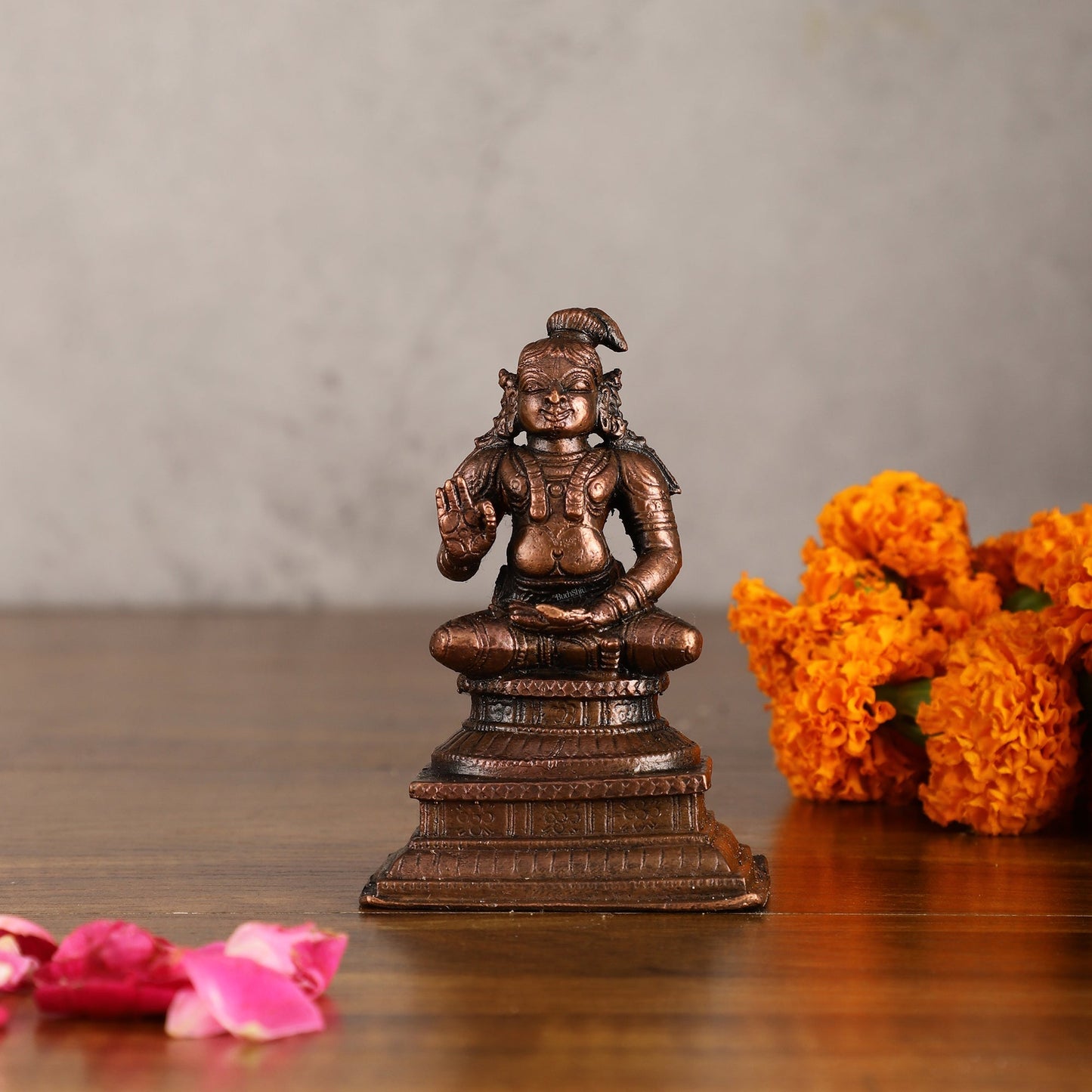 Pure Copper Swamy Nammazhwar Idol - 3 Inches - Sama Homes Idol - Brass Sculpture