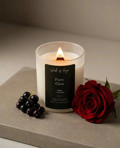 Pure Glow Candle | Rose + Currant by Wick of Hope - Full Size Candle (View 5)