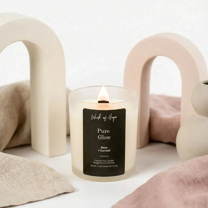 Pure Glow Candle | Rose + Currant by Wick of Hope - Full Size Candle (View 2)