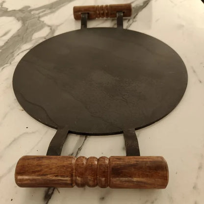 Pure Iron Tawa Round with Wooden Handle/ Pre-Seasoned No chemical Coating – Image 3