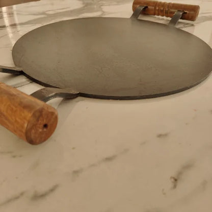 Pure Iron Tawa Round with Wooden Handle/ Pre-Seasoned No chemical Coating – Image 5