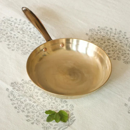 Handcrafted Kansa metal fry pan for sauteing and frying