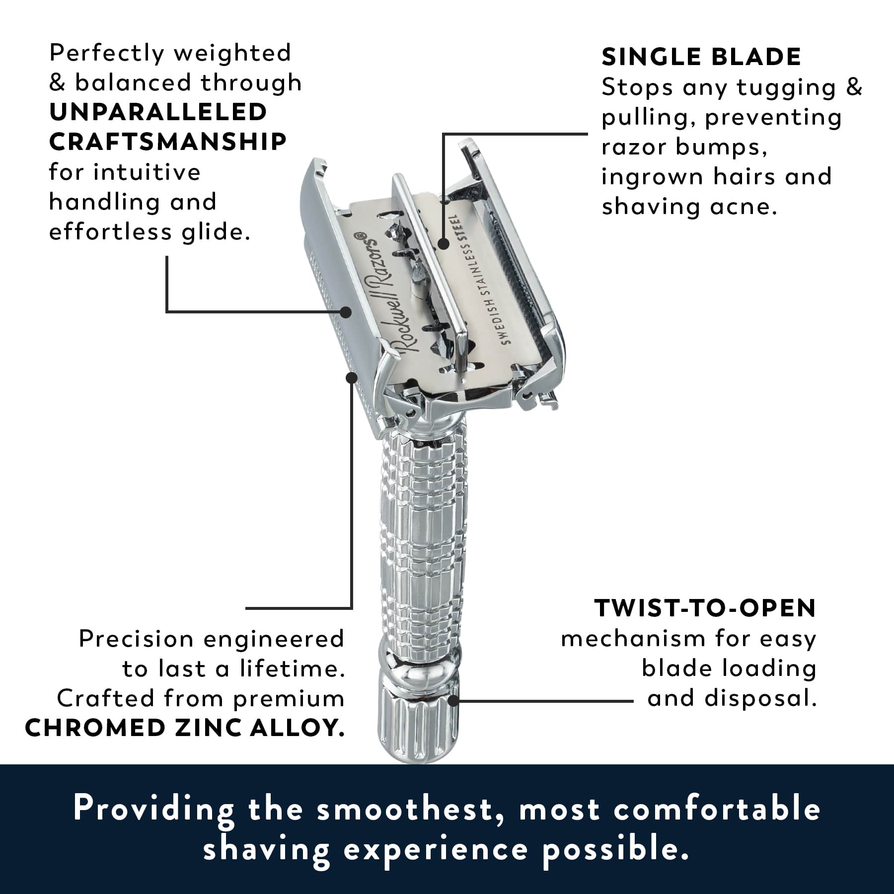 Rockwell R1 DE Safety Razor - White Chrome - Image 5