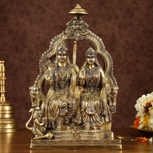 Rama, Sita, and Hanuman brass idol | 11" Height - Sama Homes Idol - Brass Sculpture
