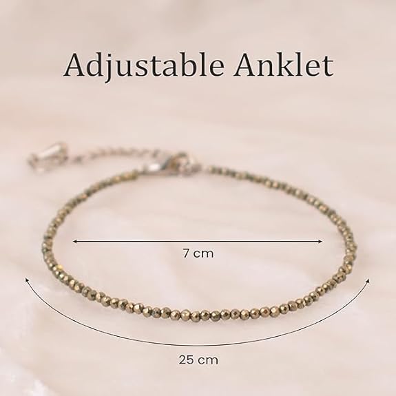 Raw Pyrite Anklet for Women | Natural Stone Jewelry for Protection, Wealth & Energy | Spiritual & Healing Bracelet - Image 5