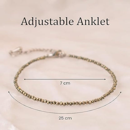 Raw Pyrite Anklet for Women | Natural Stone Jewelry for Protection, Wealth & Energy | Spiritual & Healing Bracelet by SAMAHealing - simple (View 5)