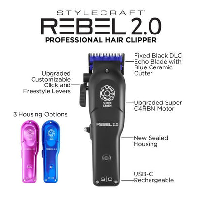 S|C Rebel 2.0 Super-Torque Modular Cordless Clipper by StyleCraft - Sustainable Living (View 7)