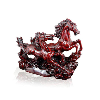 2 Red Porcelain Running Horses by SAMAHealing - Feng Shui Remedies