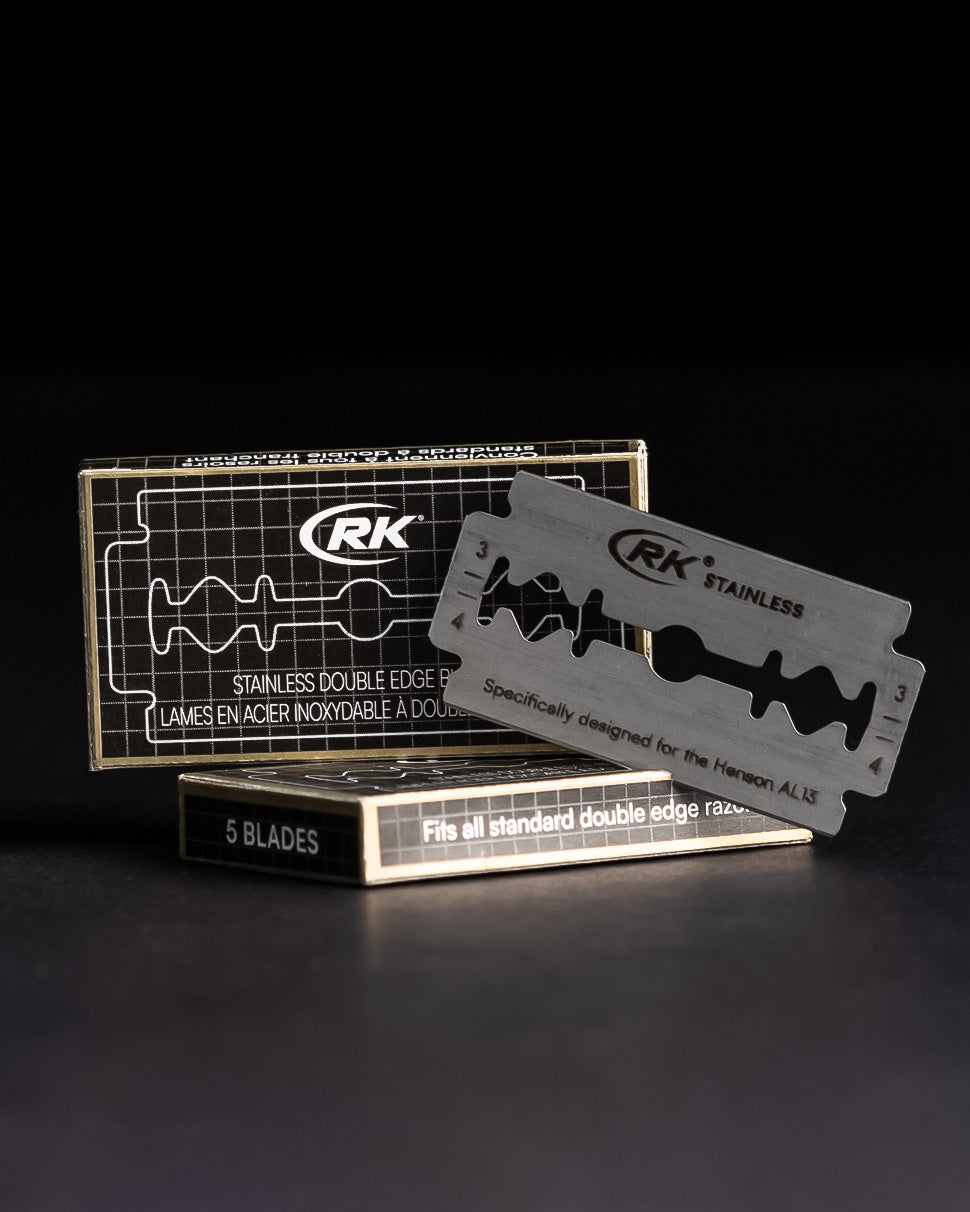 RK Shaving Stainless Steel DE Razor Blades 5-Pack (500 Blades) – Compatible with Henson AL13 & Ti22 – Image 2