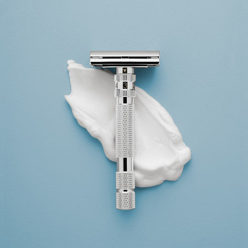 Rockwell T2 Adjustable Twist-To-Open DE Safety Razor - White Chrome - Eco-friendly - Sama Homes