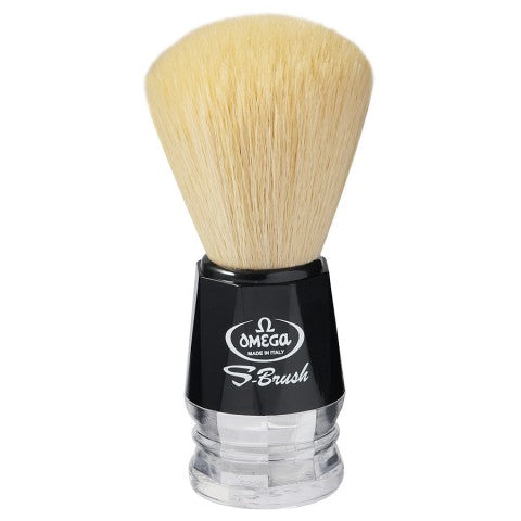 Omega S-Brush synthetic fiber shaving brush, black and trasparent plastic handle - Eco-friendly - Sama Homes