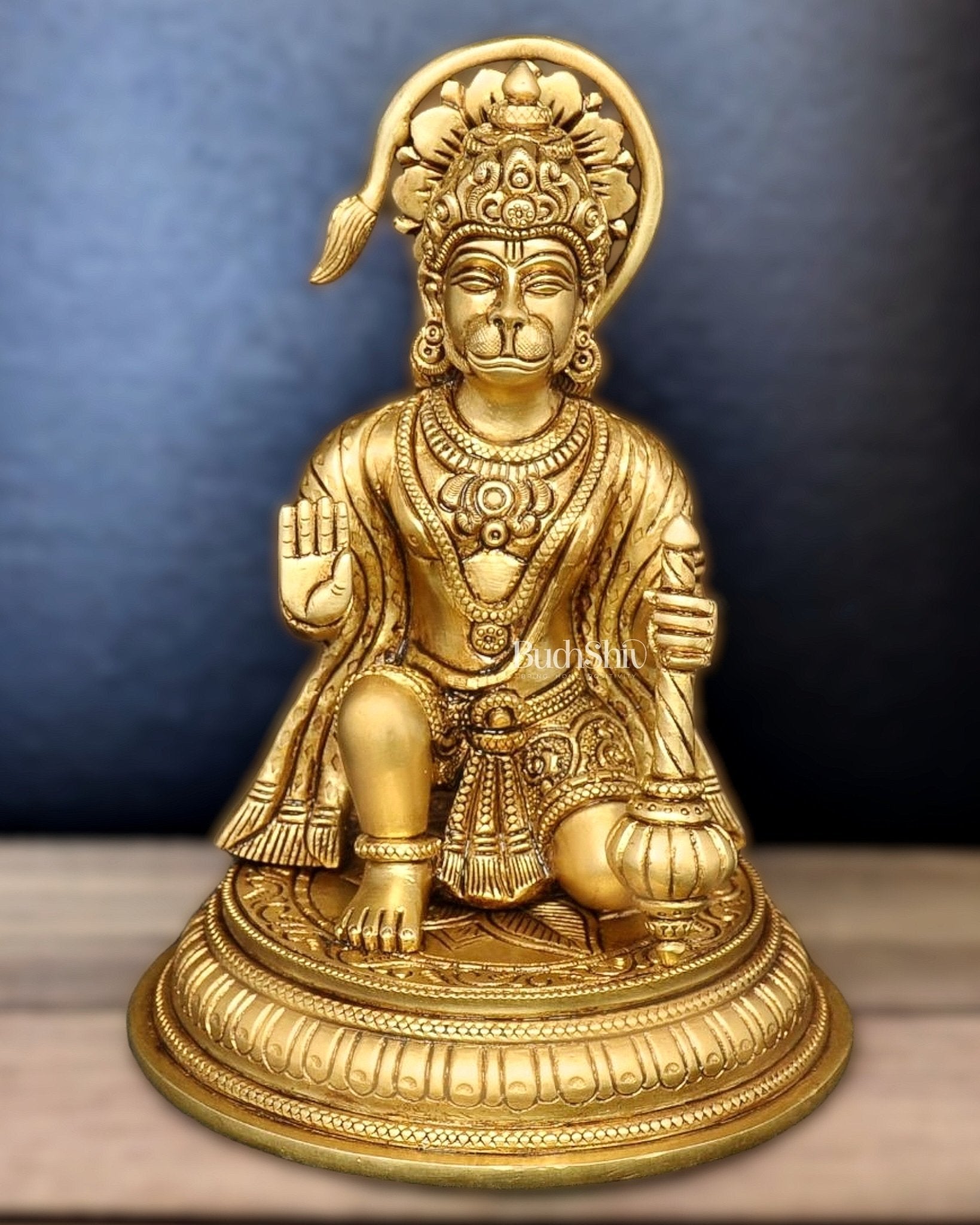 Sacred Brass Superfine Lord Hanuman Idol - 7" - Sama Homes Idol - Brass Sculpture - Eco-friendly - Sama Homes