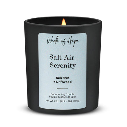 Salt Air Serenity Candle | Sea Salt + Driftwood by Wick of Hope - Full Size Candle