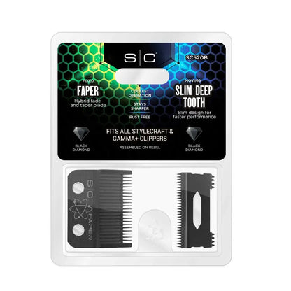 Stylecraft Replacement Fixed Black Diamond Faper Blade with Moving Black Diamond Carbon Slim Deep Tooth Cutter Set by StyleCraft - Sustainable Living (View 3)