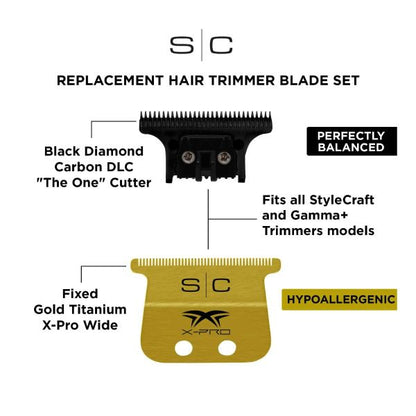 S|C Fixed Gold X-Pro Wide Blade + The One DLC Cutting Trimmer Blade by StyleCraft - Sustainable Living (View 3)