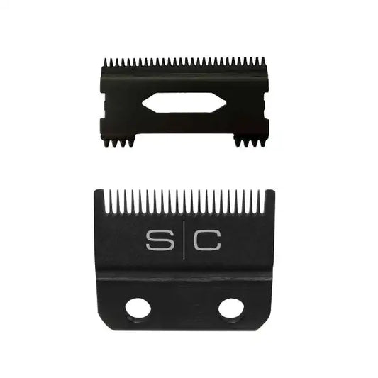 Stylecraft Replacement Double Black Diamond Carbon DLC Fixed Fade Blade with Shallow Tooth Cutter 2.0 Clipper Blade Set