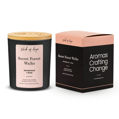 Secret Forest Walks Candle | Sandalwood + Musk by Wick of Hope - Full Size Candle (View 4)