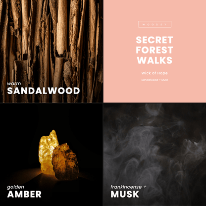 Secret Forest Walks Candle | Sandalwood + Musk by Wick of Hope - Full Size Candle (View 6)