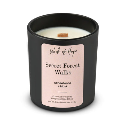 Secret Forest Walks Candle | Sandalwood + Musk by Wick of Hope - Full Size Candle (View 3)