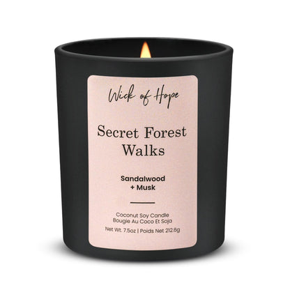 Secret Forest Walks Candle | Sandalwood + Musk by Wick of Hope - Full Size Candle