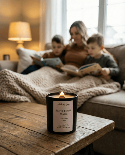 Secret Forest Walks Candle | Sandalwood + Musk by Wick of Hope - Full Size Candle (View 5)
