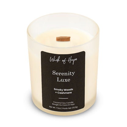 Serenity Luxe Candle | Smoky Woods + Cashmere by Wick of Hope - Full Size Candle (View 3)