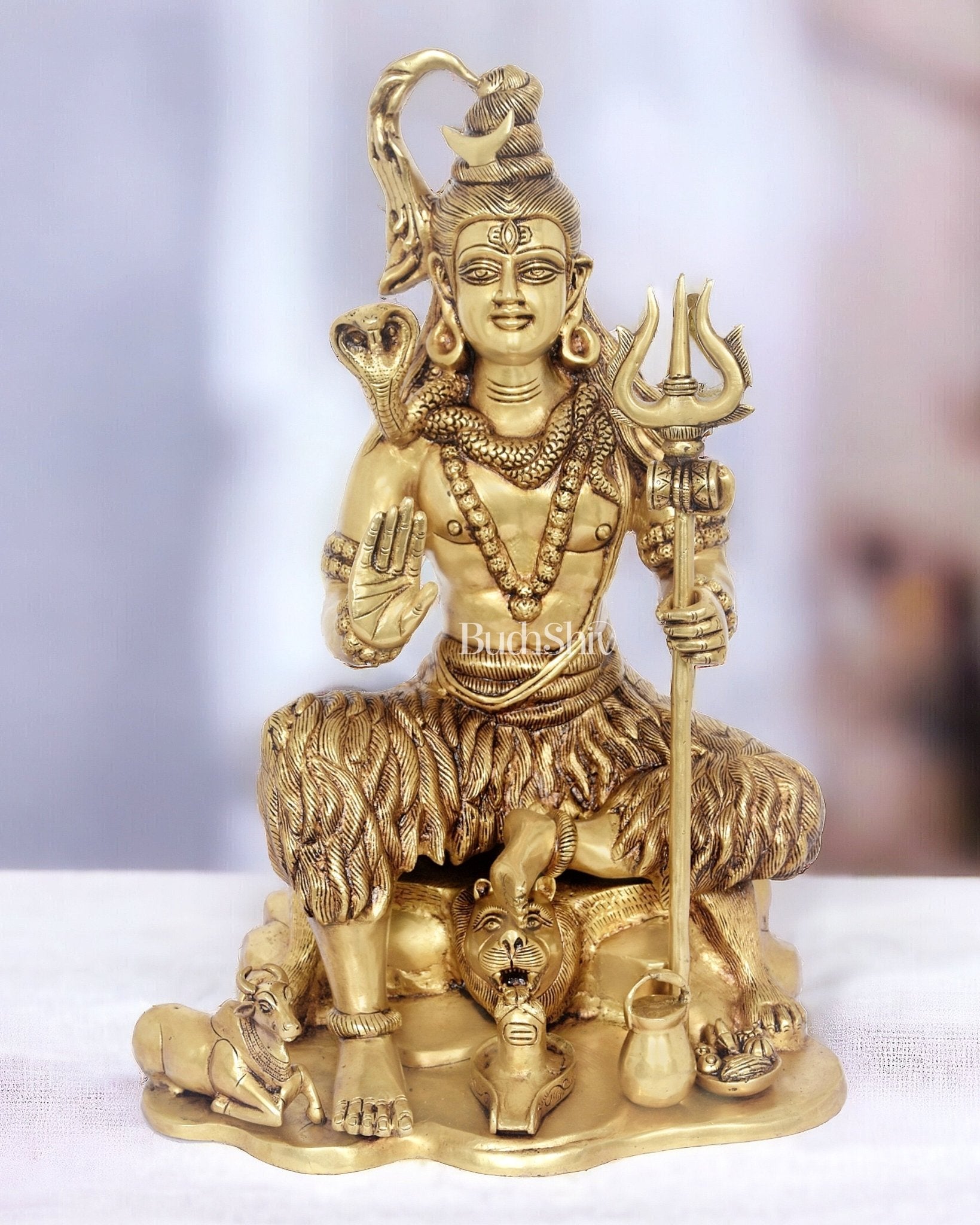 Shiva Brass Statue with Nandi - 18" Height - Sama Homes Idol - Brass Sculpture - Eco-friendly - Sama Homes