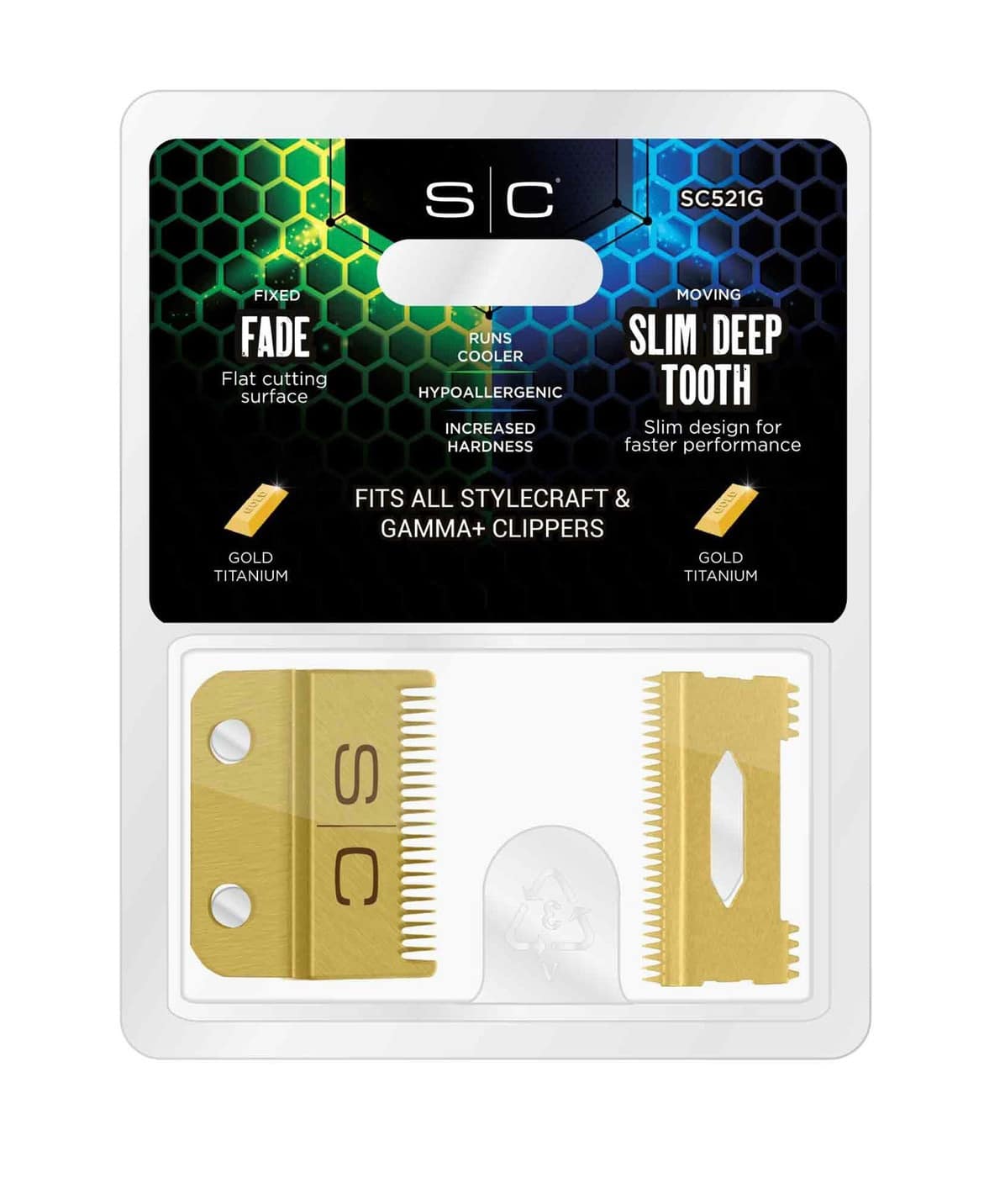 Stylecraft Fixed Gold Titanium Fade Hair Clipper Blade with Moving Gold Titanium Slim Deep Tooth Cutter Set by StyleCraft - Sustainable Living (View 2)