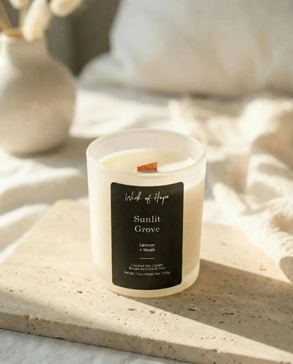 Sunlit Grove Candle | Lemon + Musk by Wick of Hope - Full Size Candle (View 6)