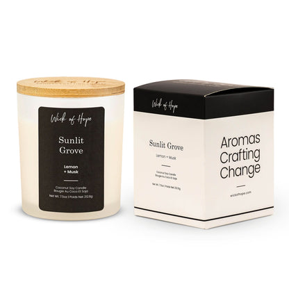 Sunlit Grove Candle | Lemon + Musk by Wick of Hope - Full Size Candle (View 4)