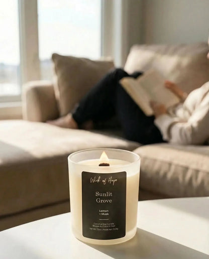 Sunlit Grove Candle | Lemon + Musk by Wick of Hope - Full Size Candle (View 5)