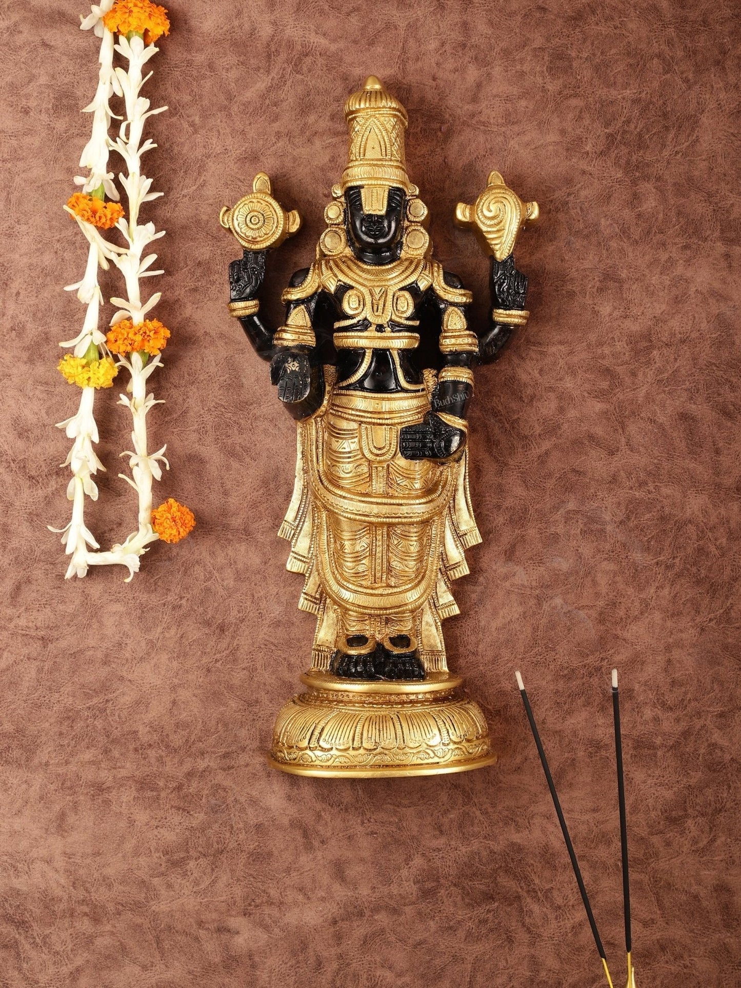 Superfine Brass Handcrafted Tirupati Balaji Wall Hanging - 16" x 8" - Sama Homes Idol - Brass Sculpture