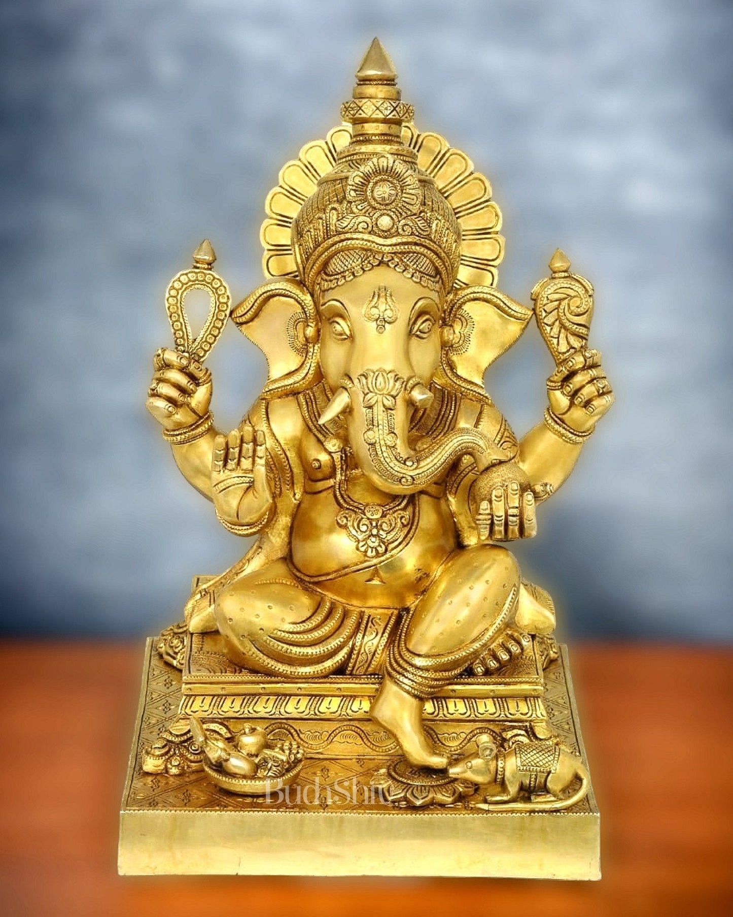 Superfine Brass Lord Ganesha Statue - 20 inch - Sama Homes Idol - Brass Sculpture