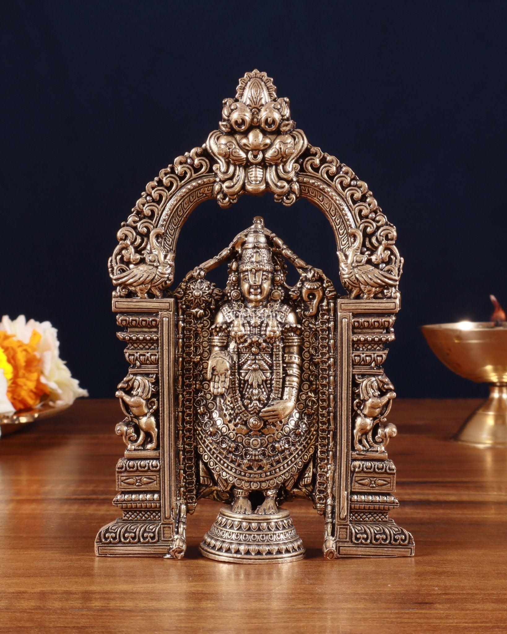Superfine Brass Tirupati Balaji Statue - 6" - Sama Homes Idol - Brass Sculpture - Eco-friendly - Sama Homes
