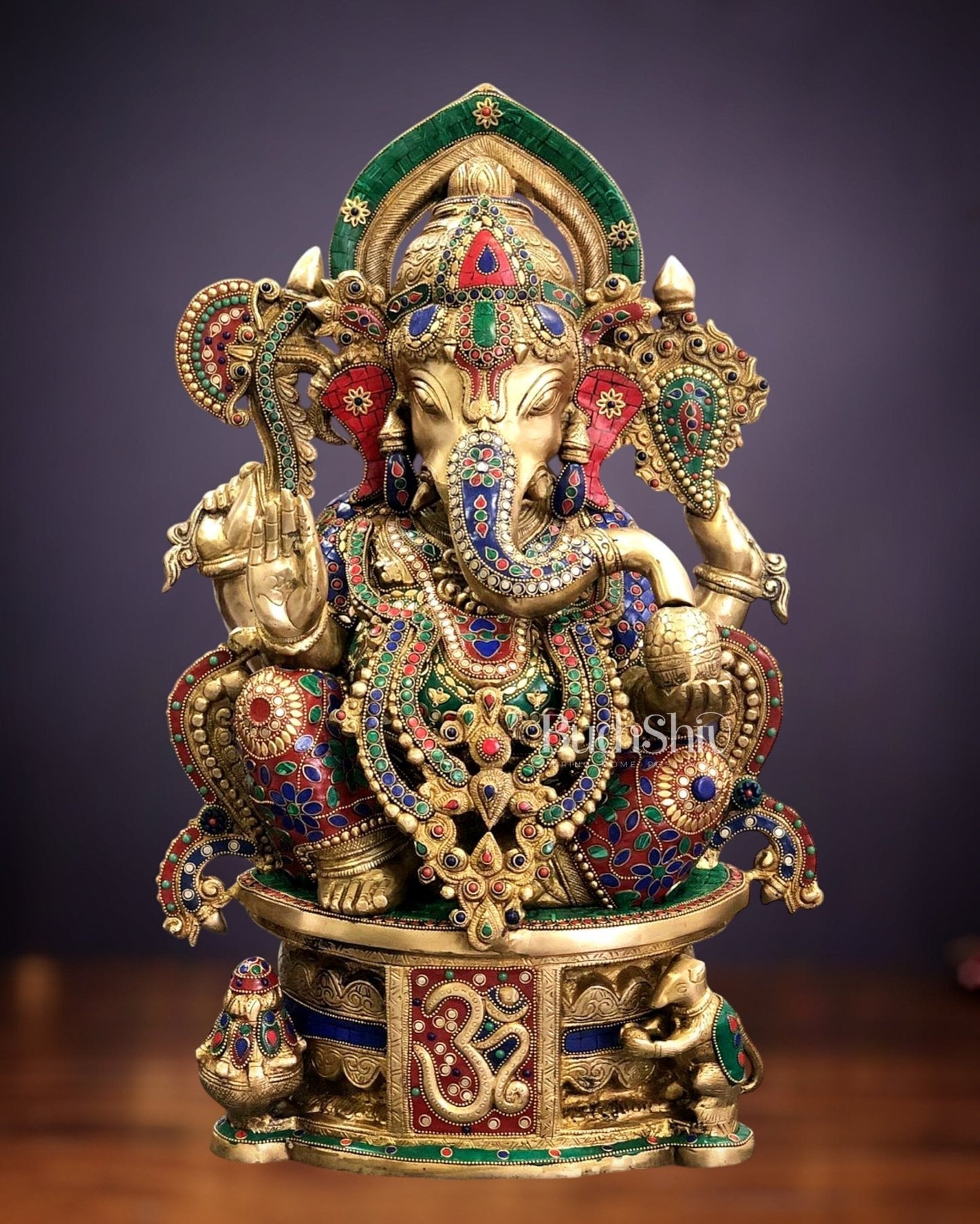 Superfine Handcrafted Brass Ganesha Statue 23 inch - Sama Homes Idol - Brass Sculpture