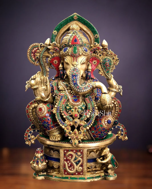 Superfine Handcrafted Brass Ganesha Statue 23 inch - Sama Homes Idol - Brass Sculpture