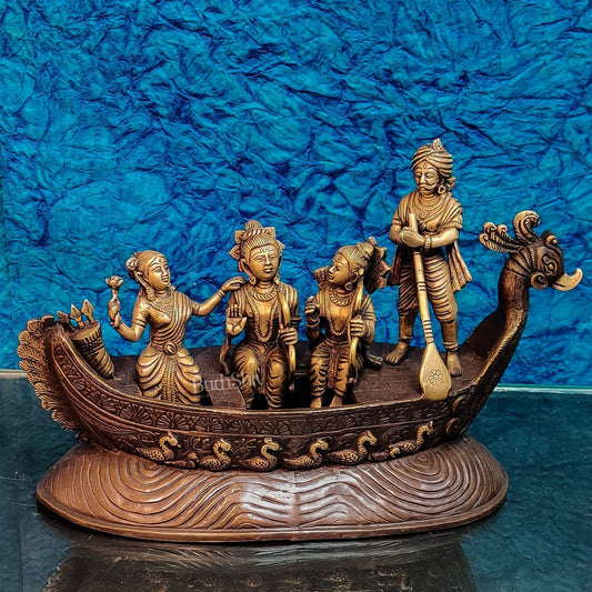 Sama Homes-brass rama sita and lakshman with kevat the boatman 10