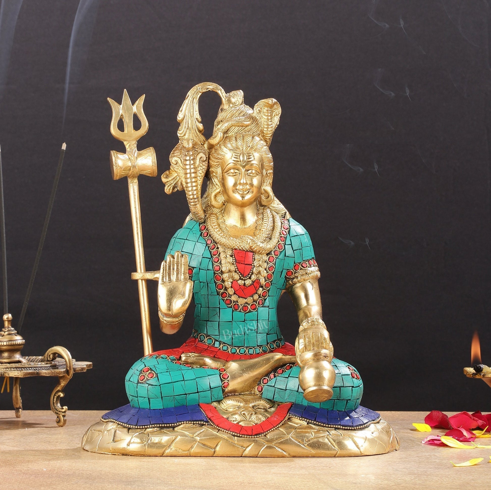 The Mesmerizing Lord Shiva Brass Statue – 10.5 Inches Tall - Sama Homes Idol - Brass Sculpture - Eco-friendly - Sama Homes