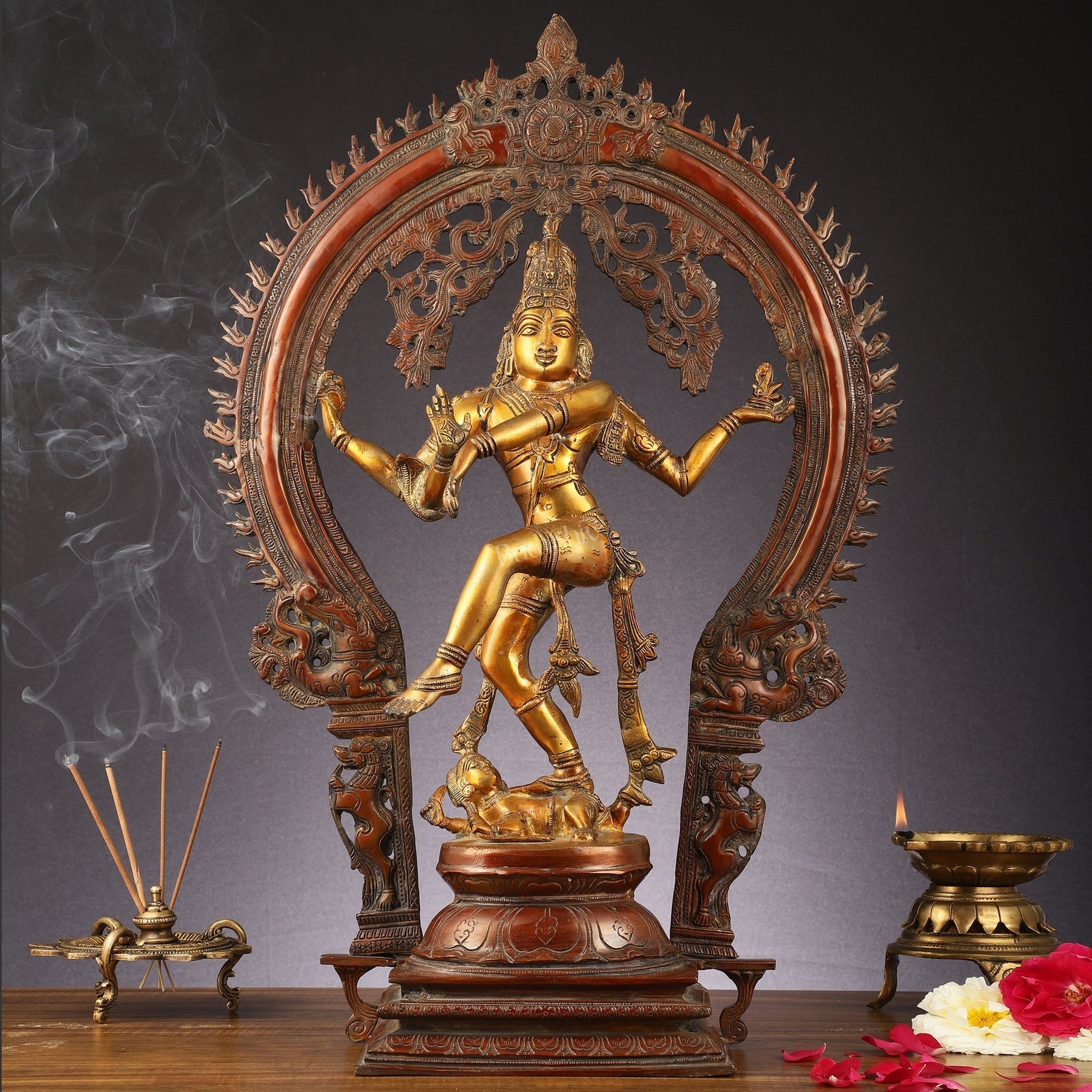 Unique Brass Nataraja Statue - 26" - Sama Homes Idol - Brass Sculpture - Eco-friendly - Sama Homes