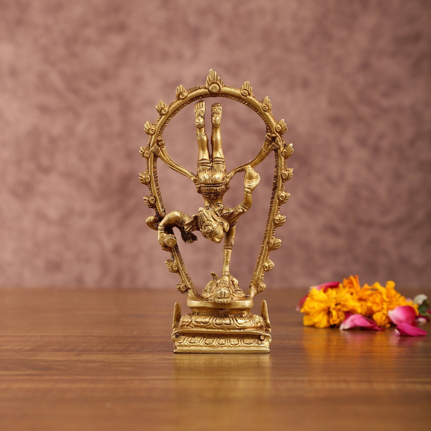 Unique Brass Shiva Tandav Statue – 6 Inch Height, 360 gm - Sama Homes Idol - Brass Sculpture