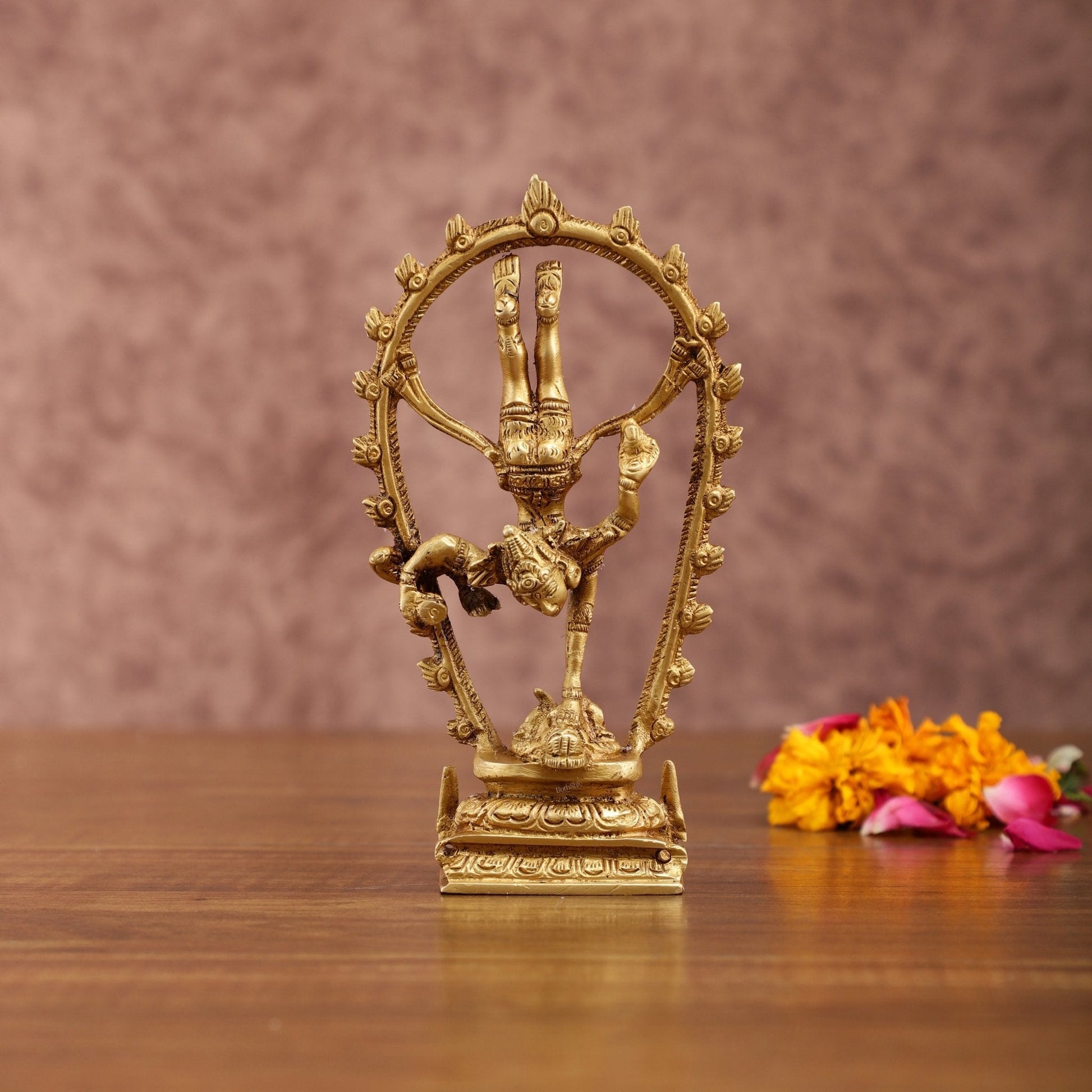 Unique Brass Shiva Tandav Statue – 6 Inch Height, 360 gm - Sama Homes Idol - Brass Sculpture - Eco-friendly - Sama Homes