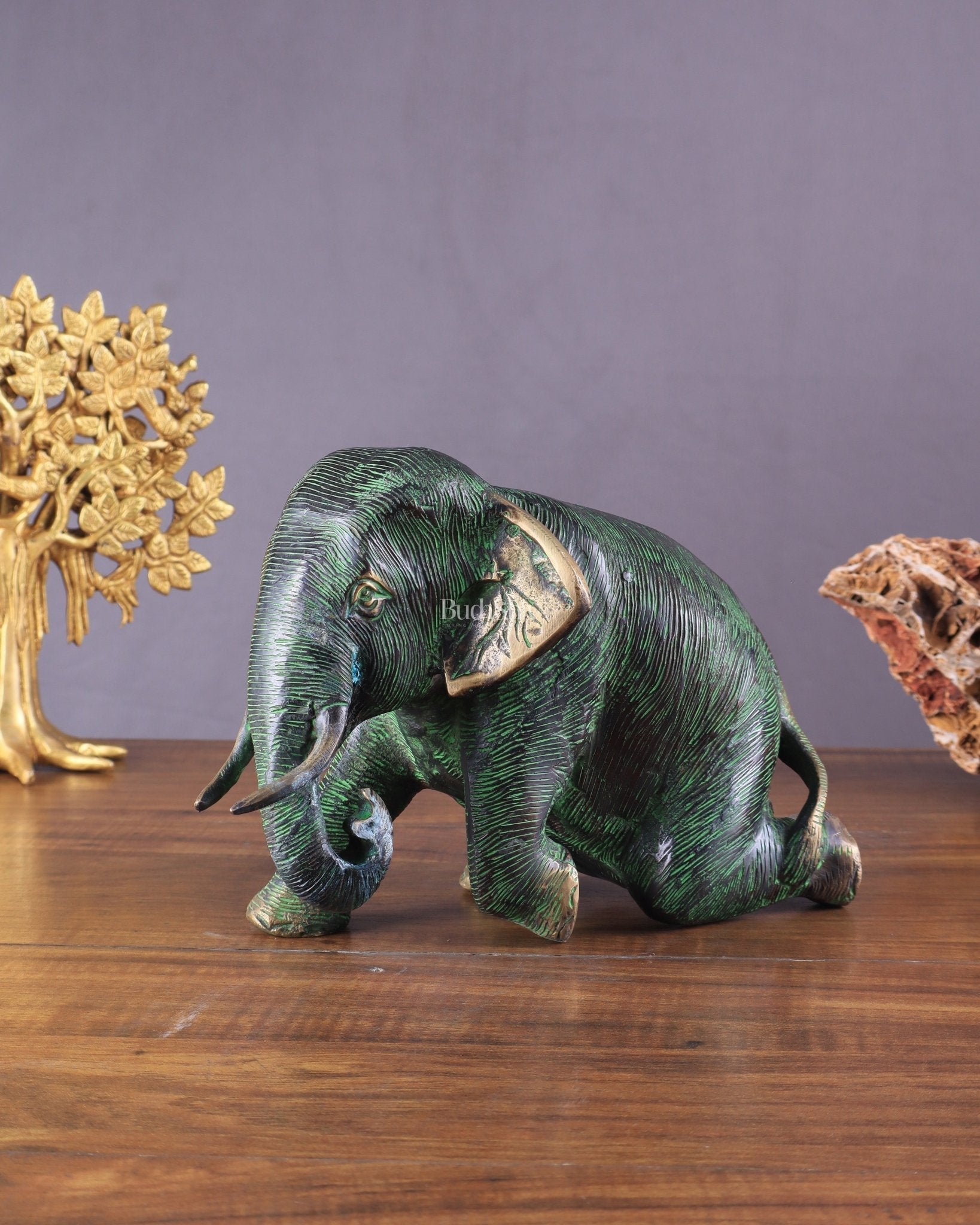 Unique Brass Vintage Baby Elephant Showpiece – 6 Inches Tall - Eco-friendly - Sama Homes