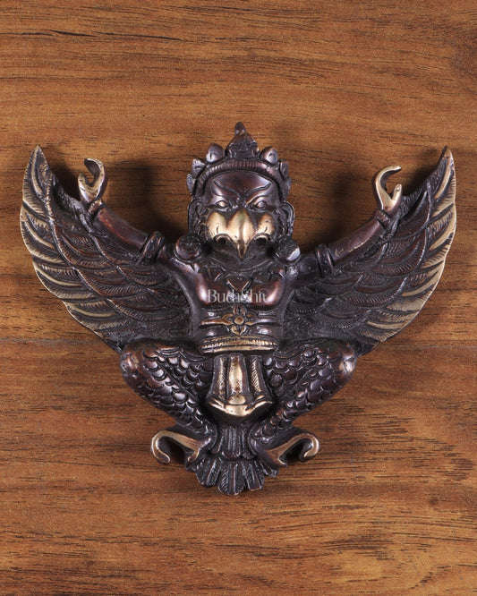 Unique Brass Wall Hanging Flying Garuda Idol 5" Chola brown tone - Sama Homes Idol - Brass Sculpture
