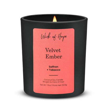 Velvet Ember Candle | Saffron + Tobacco by Wick of Hope - Full Size Candle
