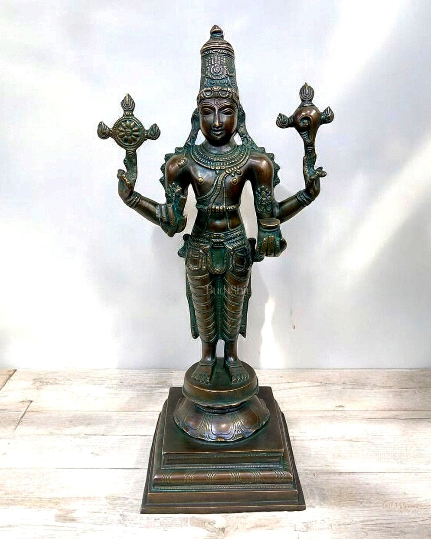 Vintage Brass Dhanvantari Statue - 20" Height - Sama Homes Idol - Brass Sculpture