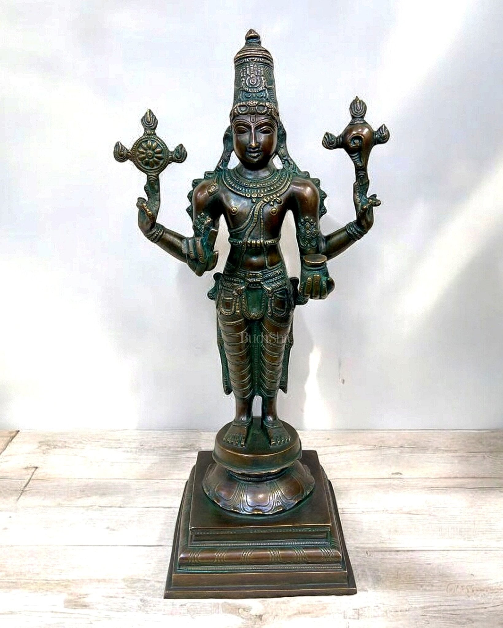 Vintage Brass Dhanvantari Statue - 20" Height - Sama Homes Idol - Brass Sculpture - Eco-friendly - Sama Homes